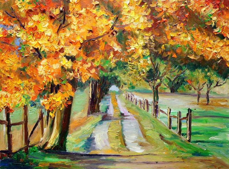Pintura Al Óleo De Otoño - Papel Pintado