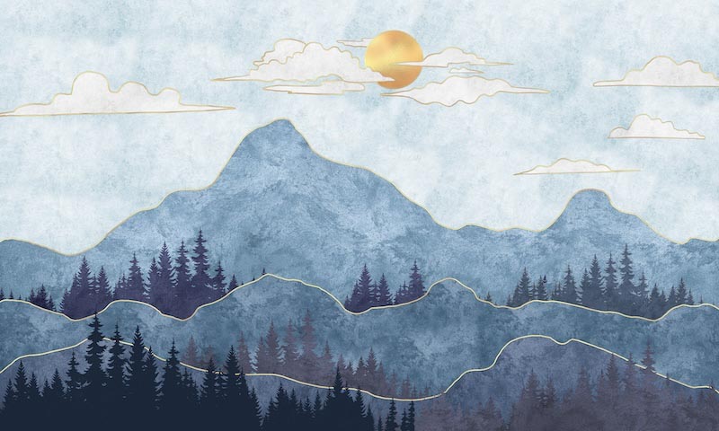 Paisaje Artístico De Montaña - Papel Pintado