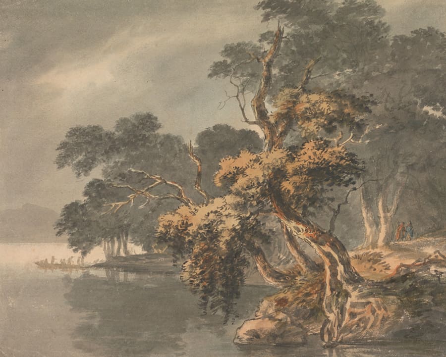 Bosque Vintage junto al Lago - Papel Pintado