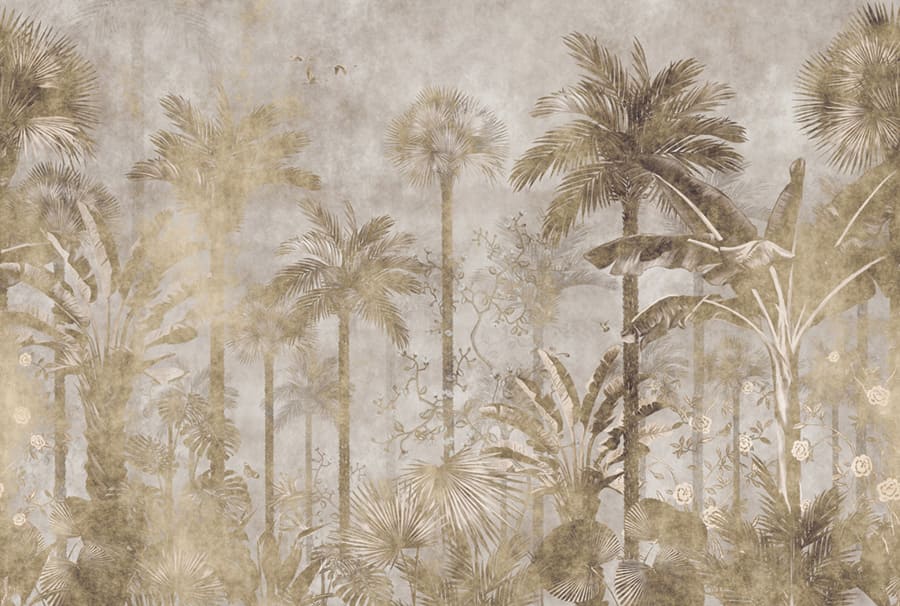 Palmeras Tropicales en Tonos Arena - Papel Pintado