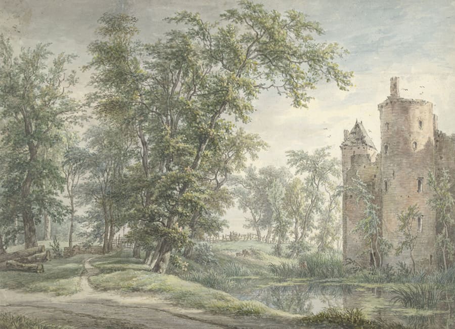 Bosque con Torre de Castillo - Papel Pintado