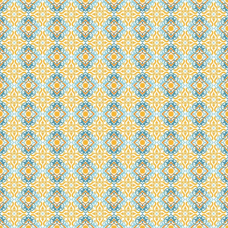 Turquesa Y Naranja - Papel Pintado