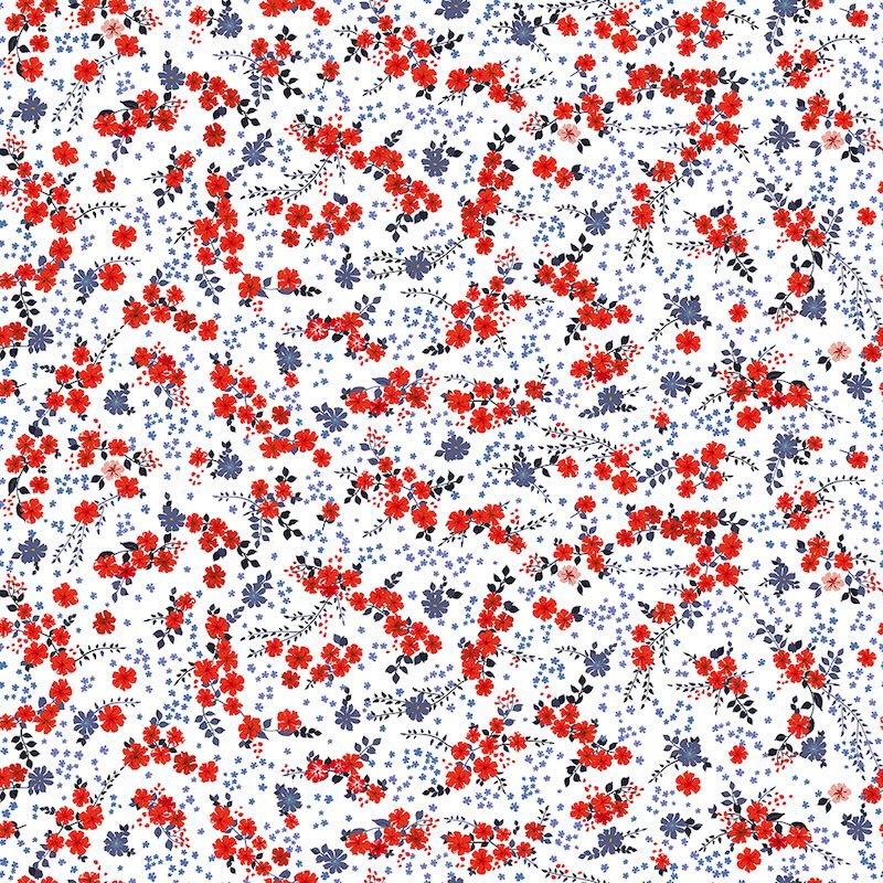 Patrón Floral Rojo - Papel Pintado