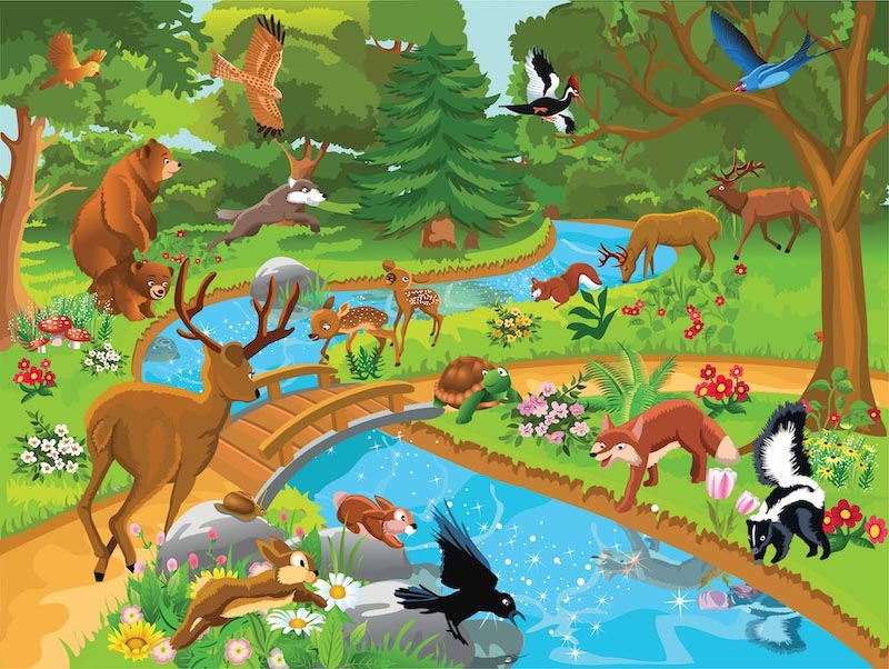 Vida Alegre En El Bosque - Papel Pintado