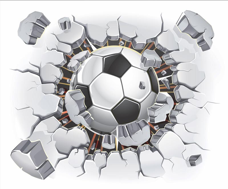 Balón De Fútbol Rebotando En La Pared - Papel Pintado