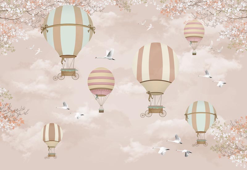 Globos Y Cigüeñas - Papel Pintado
