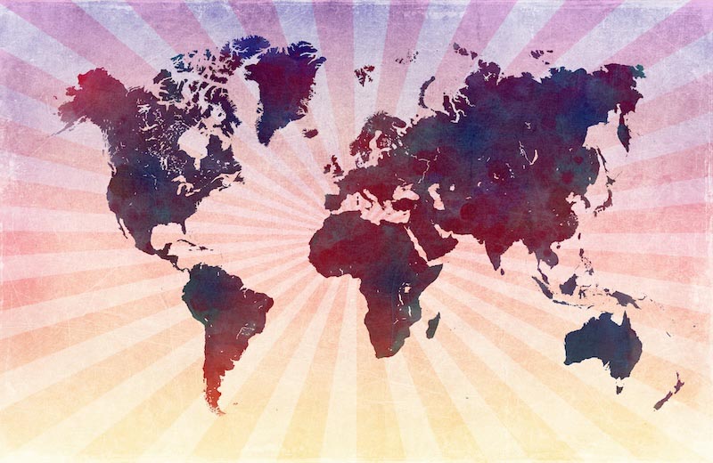 Mapa Del Mundo Rosa Retro - Papel Pintado