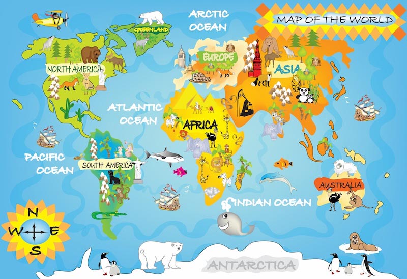 Mapa Del Mundo Infantil - Papel Pintado