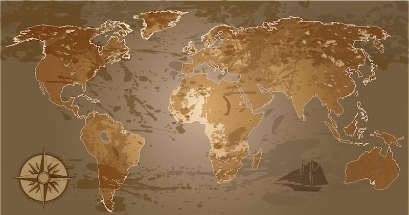 Mapa Del Mundo En Tonos Marrones - Papel Pintado