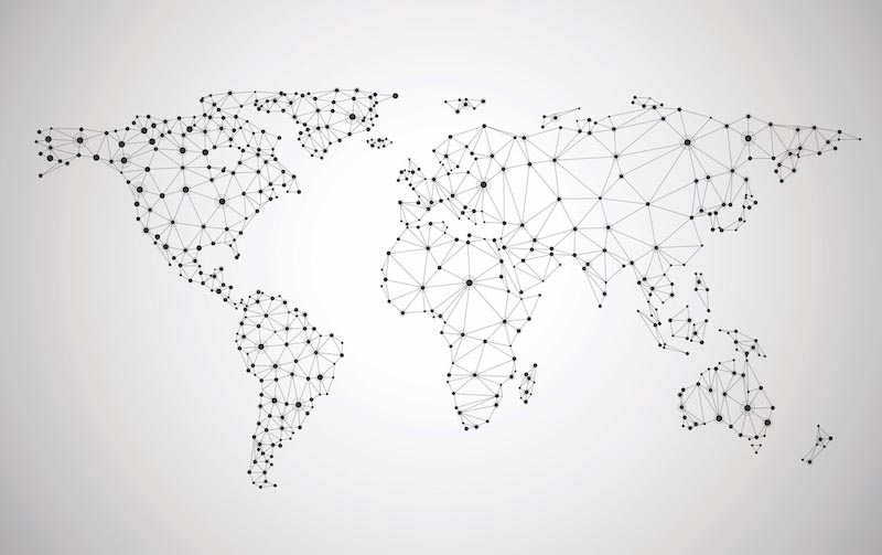 Mapa Mundial De La Red Global - Papel Pintado