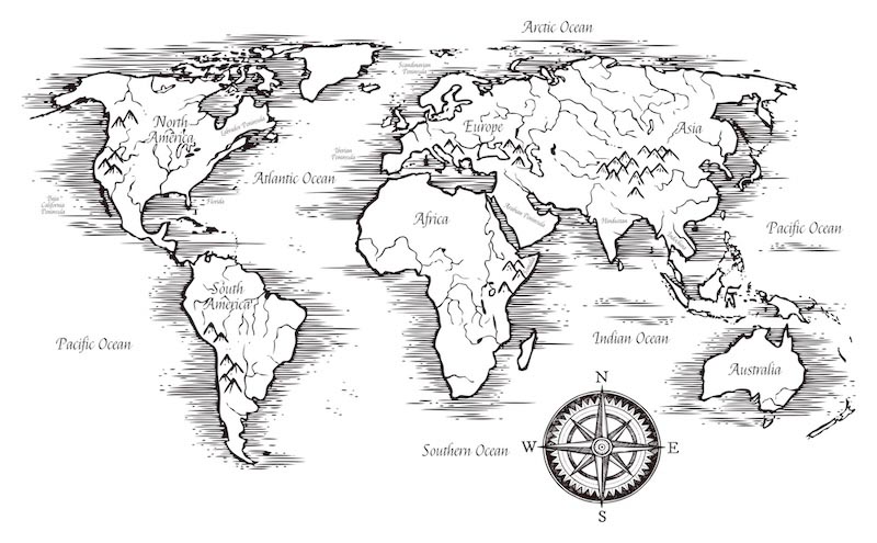 Mapa De Las Regiones Montañosas - Papel Pintado