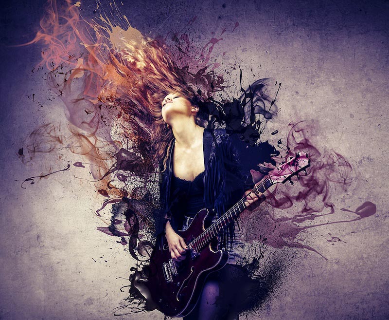 Guitarrista En Llamas - Papel Pintado