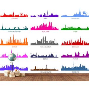 Siluetas De Ciudades Coloreadas Del Mundo