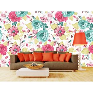 Patrones Florales Rosa Turquesa