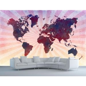 Mapa Del Mundo Rosa Retro
