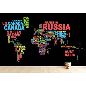 Tipografía Colorida Del Mapa Del Mundo
