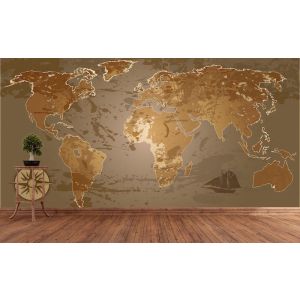 Mapa Del Mundo En Tonos Marrones