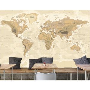 Mapa Del Mundo Físico Vintage