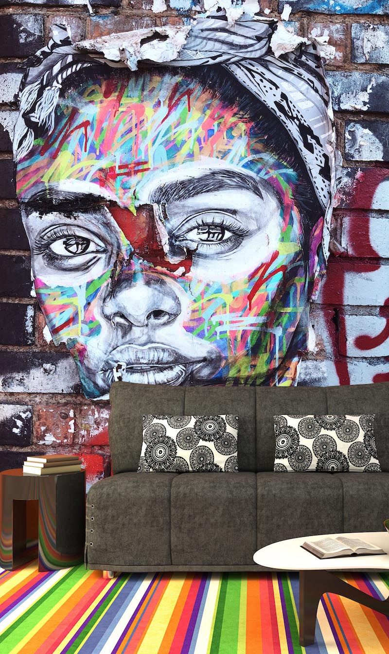 Graffiti en el muro de Berlín - Fotomurales 3D aplicado