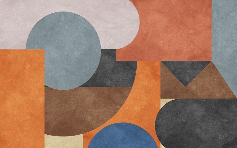 Papel Pintado Geometría Retro Arte Abstracto | Mural Retro con Formas Geométricas