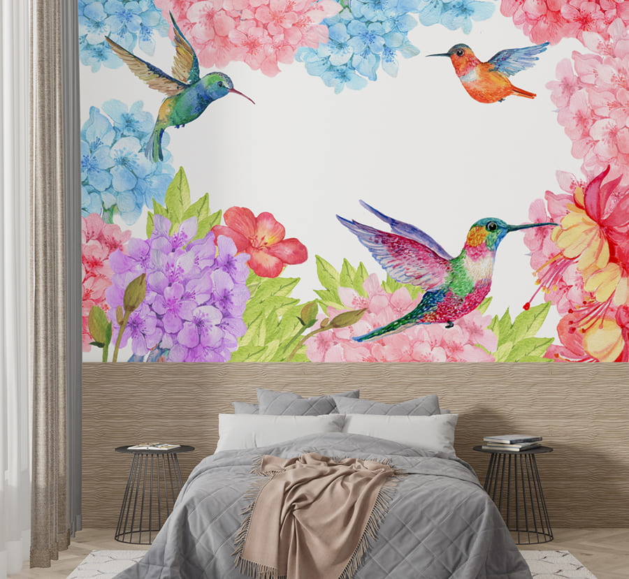 Papel Pintado Colibrí Floral - 2