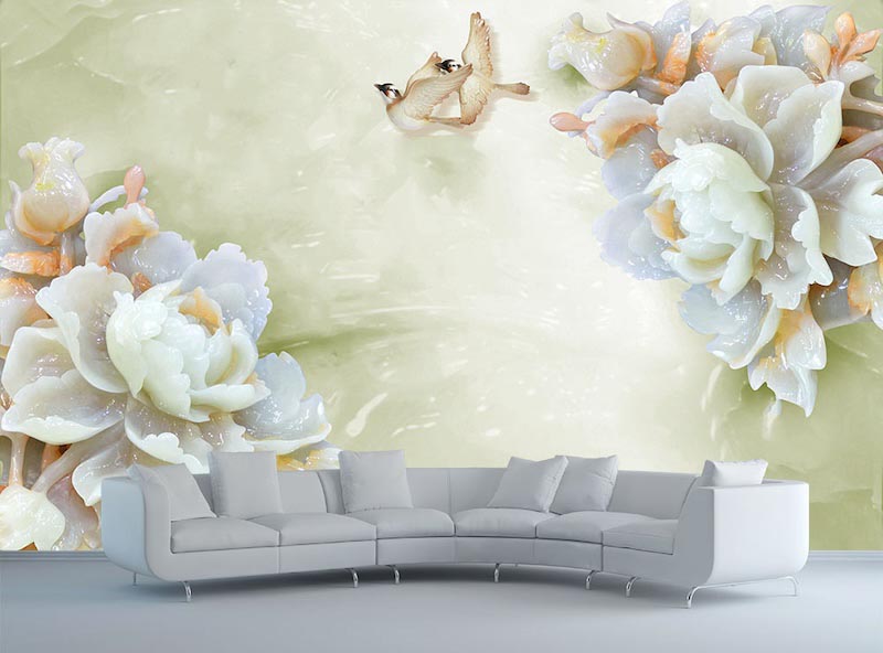 Decoraciones florales - Papel pintado 3D aplicado