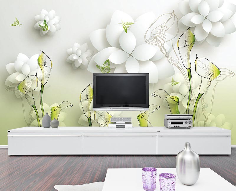 Decoración floral de la sala de estar - Mural de fotografias aplicado