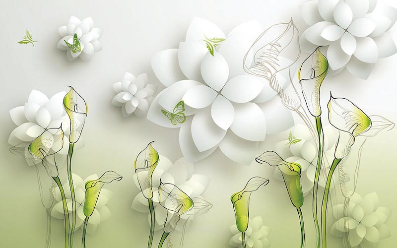 Decoración floral de la sala de estar - Mural de fotografias