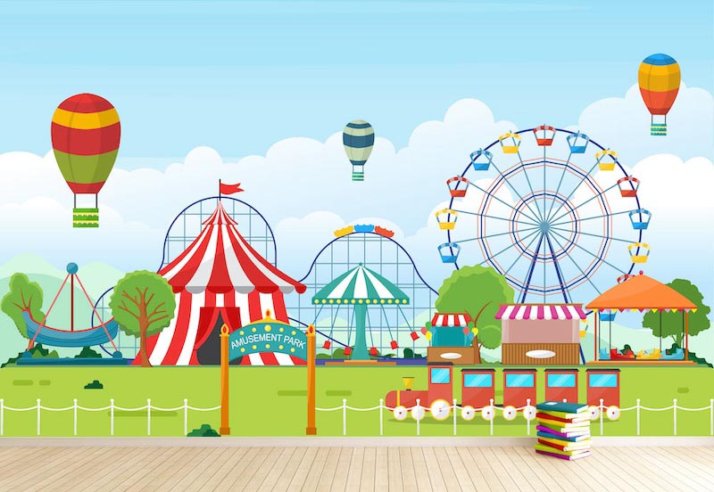 Parque de atracciones colorido - Fotomurales 3D aplicado