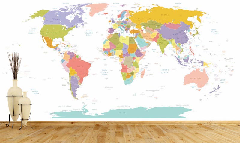 Mapa mundial detallado de la ciudad - Fotomurales 3D aplicado
