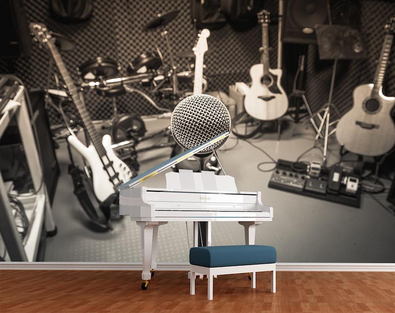 Estudio de grabación - Papel decorativo para pared aplicado