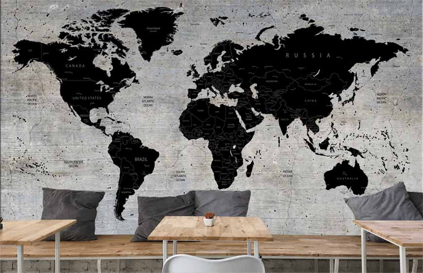 Papel Pintado Con Mapa Del Mundo